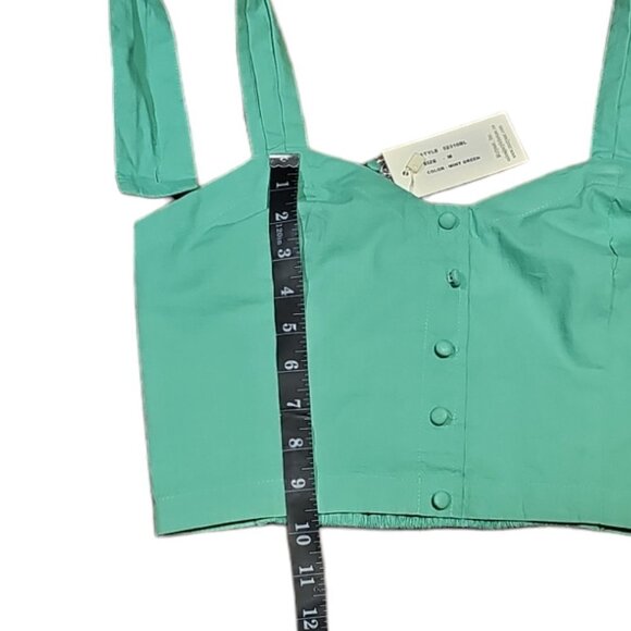 Sim & Sam Mint Green Button Front Crop Top Women's Size M - Picture 14 of 14